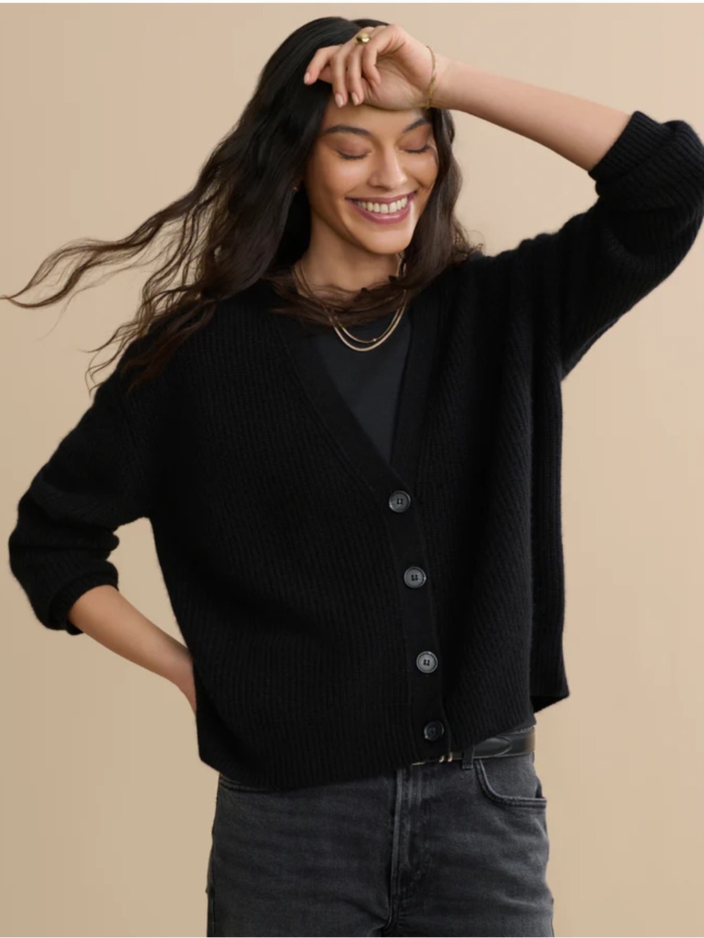 Jenni Kayne Cropped Cashmere Cocoon Cardigan in Black - XXS